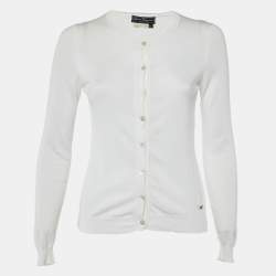 Salvatore Ferragamo Ivory Cotton Knit Button Front Cardigan XS 