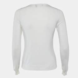 Salvatore Ferragamo Ivory Cotton Knit Button Front Cardigan XS 