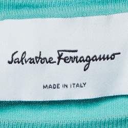Salvatore Ferragamo Green Logo Cotton Crewneck T-Shirt S