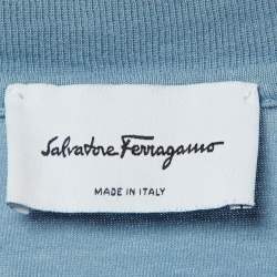 Salvatore Ferragamo Blue Logo Cotton Crewneck T-Shirt M