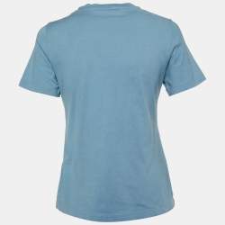 Salvatore Ferragamo Blue Logo Cotton Crewneck T-Shirt M