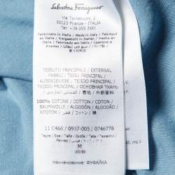 Salvatore Ferragamo Blue Logo Cotton Crewneck T-Shirt M