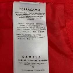 Salvatore Ferragamo Red Synthetic Zip-Up Jacket and Skirt Set M