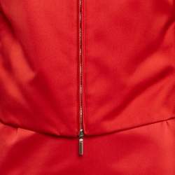 Salvatore Ferragamo Red Synthetic Zip-Up Jacket and Skirt Set M