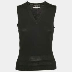 Salvatore Ferragamo Black Wool Knit Sweater Vest M