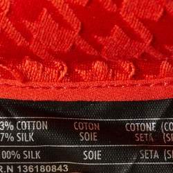 Salvatore Ferragamo Red Houndstooth Pattern Cotton & Silk Trousers M