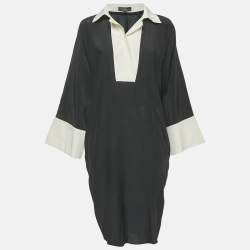 Salvatore Ferragamo Black Silk Shirt Dress M