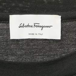 Salvatore Ferragamo Black Logo Print Cotton Crew Neck T-Shirt L