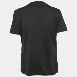 Salvatore Ferragamo Black Logo Print Cotton Crew Neck T-Shirt L