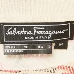 Salvatore Ferragamo Cream Printed Silk Knit Sleeveless M