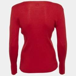 Salvatore Ferragamo Red Cashmere & Silk Knit Jumper L
