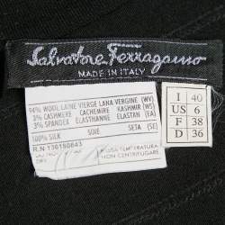 Pre Owned Salvatore Ferragamo Black Jersey and Silk Frilled Sleeveless Top S