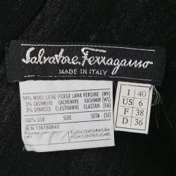 Pre Owned Salvatore Ferragamo Black Jersey and Silk Frilled Sleeveless Top S