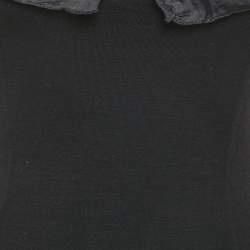 Pre Owned Salvatore Ferragamo Black Jersey and Silk Frilled Sleeveless Top S