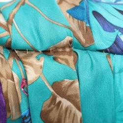 Pre Owned Salvatore Ferragamo Blue Printed Silk Bow Tube Top M