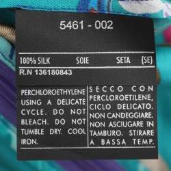 Pre Owned Salvatore Ferragamo Blue Printed Silk Belted Asymmetric Hem Skirt M