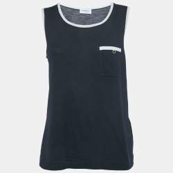 Pre Owned Salvatore Ferragamo Navy Blue Wool Tank Top L