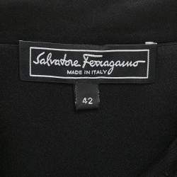 Pre Owned Salvatore Ferragamo Black Satin Long Sleeve Shirt M