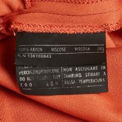 Pre Owned Salvatore Ferragamo Orange Jersey Plunging Neck Midi Dress S