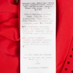 Pre Owned Salvatore Ferragamo Red Stud Embellished Jersey Long Sleeve Top L