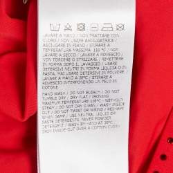 Pre Owned Salvatore Ferragamo Red Stud Embellished Jersey Long Sleeve Top L