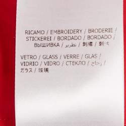 Pre Owned Salvatore Ferragamo Red Stud Embellished Jersey Long Sleeve Top L