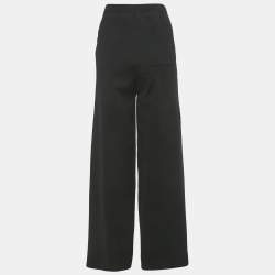 Pre Owned Salvatore Ferragamo Black Jersey Stretch Waist Wide Leg Trousers M
