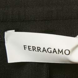 Pre Owned Salvatore Ferragamo Black Jersey Stretch Waist Wide Leg Trousers M