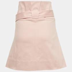 Pre Owned تنورة سالفاتوري فيراغامو قطن وردي بحزام ميني مقاس متوسط - ميديام