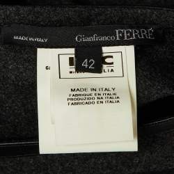 Pre Owned Salvatore Ferragamo Charcoal Grey Wool Midi Dress M