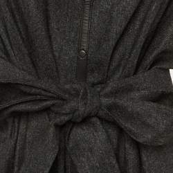 Pre Owned Salvatore Ferragamo Charcoal Grey Wool Midi Dress M