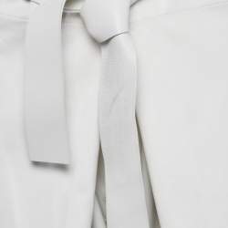 مملوكة مسبقًا Salvatore Ferragamo Light Grey Leather Elasticated Waist Harem Pants S