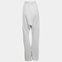 مملوكة مسبقًا Salvatore Ferragamo Light Grey Leather Elasticated Waist Harem Pants S