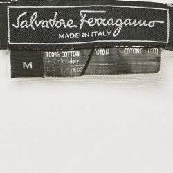 مملوكة مسبقًا Salvatore Ferragamo White Sequin Embellished Jersey T-Shirt M