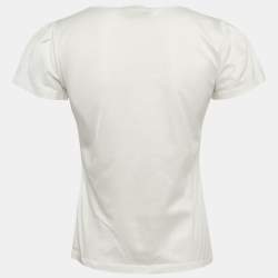 مملوكة مسبقًا Salvatore Ferragamo White Sequin Embellished Jersey T-Shirt M
