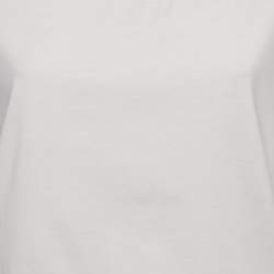 Pre Owned Ferragamo White Cotton Knit Logo Tab Detail T-Shirt XL