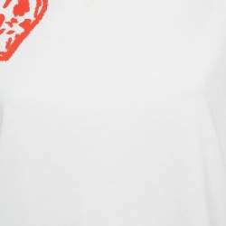 مملوكة مسبقًا Salvatore Ferragamo White/Red Leopard Print Cotton T-Shirt S
