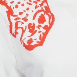 مملوكة مسبقًا Salvatore Ferragamo White/Red Leopard Print Cotton T-Shirt S