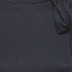 Pre Owned Salvatore Ferragamo Navy Blue Wool Bow Detail Midi Dress S