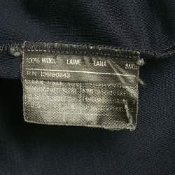 Pre Owned Salvatore Ferragamo Navy Blue Wool Bow Detail Midi Dress S