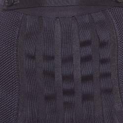 Pre Owned Salvatore Ferragamo Navy Blue Stretch Knit Pleated Mini Skirt M