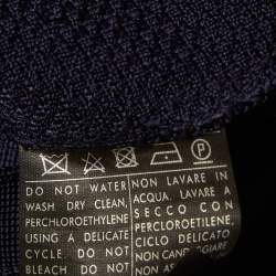 Pre Owned Salvatore Ferragamo Navy Blue Stretch Knit Pleated Mini Skirt M