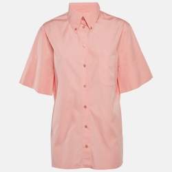 مملوكة مسبقًا قميص سلفاتوري فيراغامو وردي قطن بأكمام قصيرة متوسط