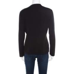 Pre Owned Salvatore Ferragamo Black Cotton Knit Double Gancini Clasp Detail Sweater M