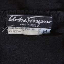 Pre Owned Salvatore Ferragamo Black Cotton Knit Double Gancini Clasp Detail Sweater M