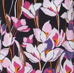 Salvatore Ferragamo Multicolor Floral Print Silk Ribbed Trim Blouse S