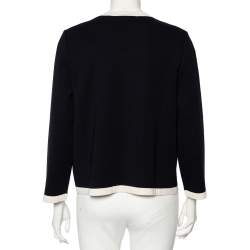 Salvatore Ferragamo Midnight Blue Knit Gancini Buckled Collar Detail Jacket L