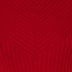 Pre Owned Salvatore Ferragamo Red Rib Knit Paneled Maxi Dress L
