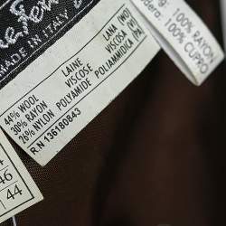 Pre Owned Salvatore Ferragamo Brown Wool Velvet Trim Detail Hook Front Jacket L