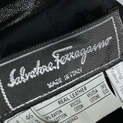 Salvatore Ferragamo Black Leather Trim Detail Button Front Blazer Jacket L